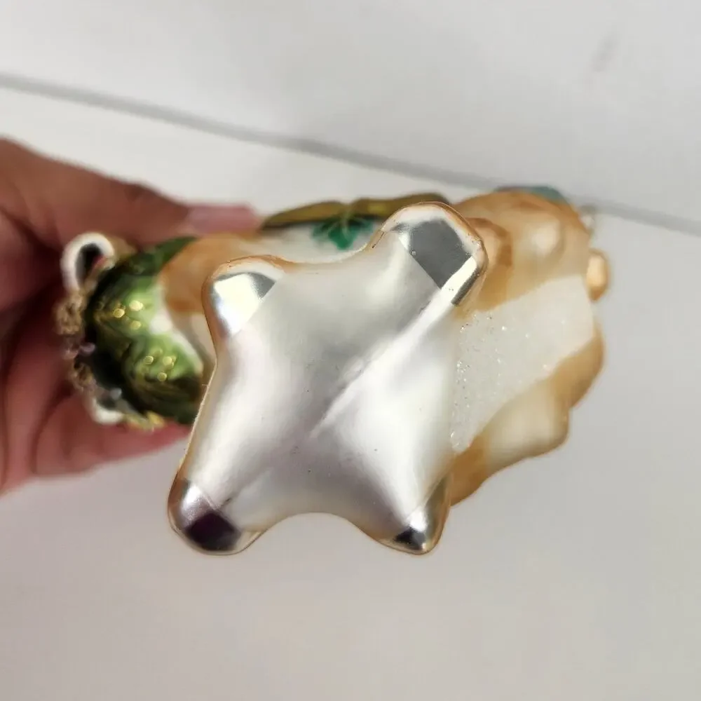 Fitz & Floyd Florentine Christmas Ornate Reindeer Glass Ornament Holiday Decor